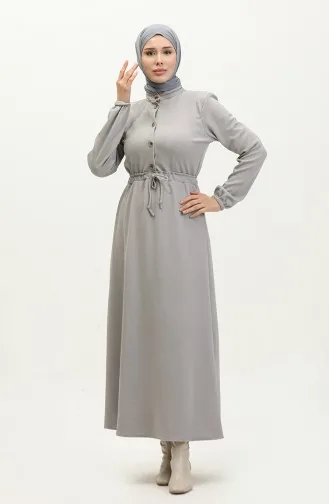 Kleid Mit Geraffter Taille 0287-06 Grau 0287-06