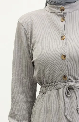Kleid Mit Geraffter Taille 0287-06 Grau 0287-06
