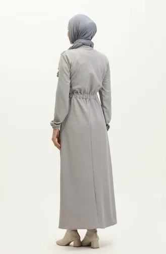 Kleid Mit Geraffter Taille 0287-06 Grau 0287-06