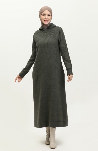 Tweed Hooded Dress 0290-03 Khaki 0290-03