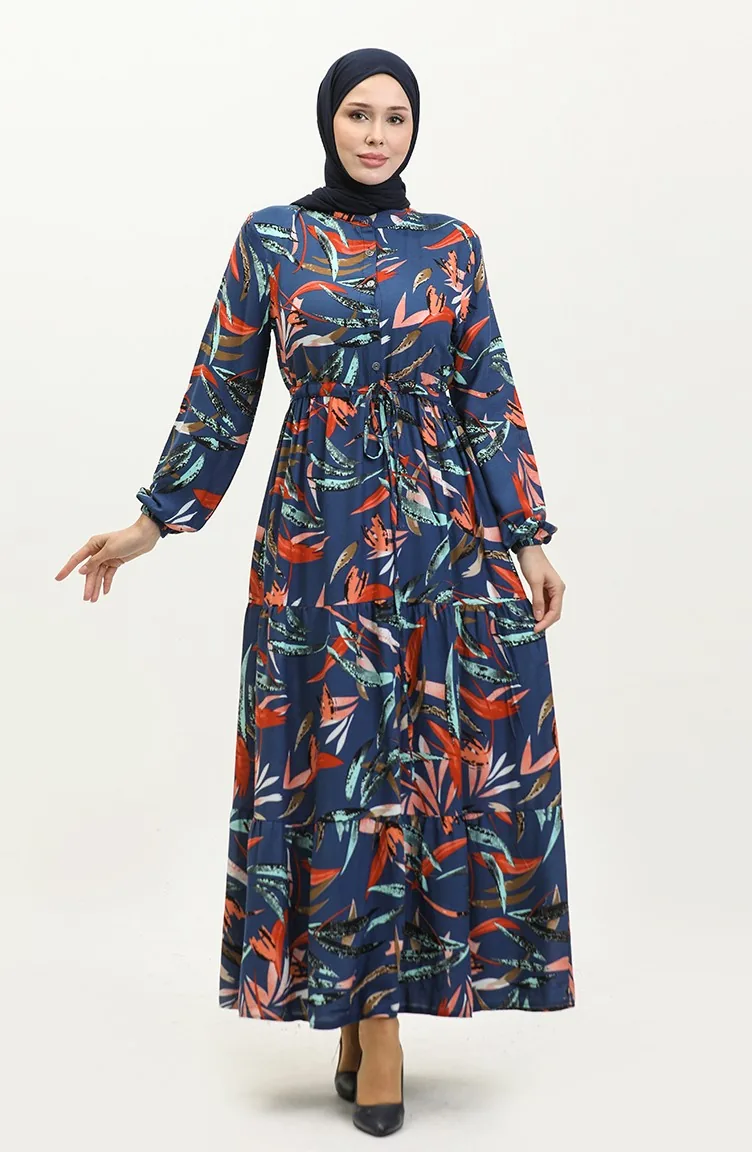 Robe Viscose Taille Froncee 0291-01 Indigo 0291-01