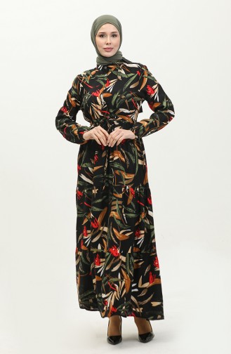 Shirred Waist Viscose Dress 0291-03 Black 0291-03