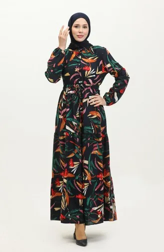 Robe Viscose Taille Froncee 0291-04 Bleu Marine 0291-04