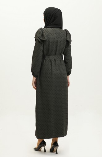 Robe Jacquard Boutons Cachés 23K8812-04 Kaki 23K8812-04