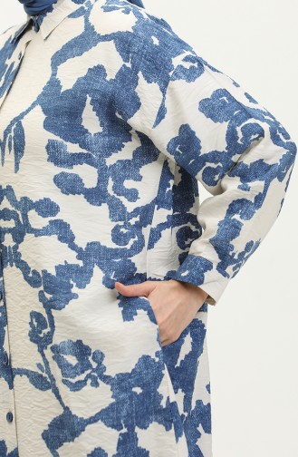 Patterned Tunic 24y9033-05 Navy Blue Ecru 24Y9033-05