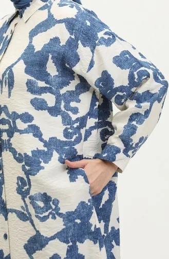 Patterned Tunic 24y9033-05 Navy Blue Ecru 24Y9033-05