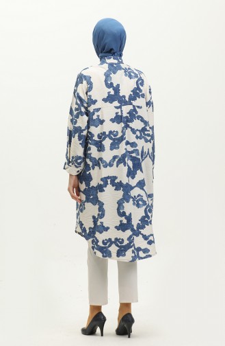 Patterned Tunic 24y9033-05 Navy Blue Ecru 24Y9033-05