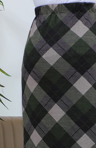 تنورة منقوشة مقاس كبير  4207-03 أسود أخضر عسكري 4207-03