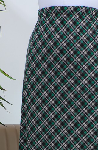 Jupe Tricotée à Motifs Grande Taille 4207A-03 Vert Emeraude Noir 4207A-03