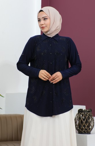 Plus Size Stone Sandy Shirt 3600-05 Navy Blue 3600-05