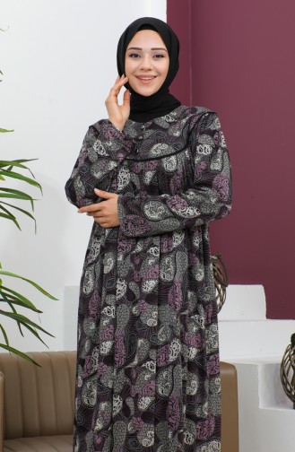 Robe Coton Peigné à Motifs Grande Taille 4470-01 Pourpre 4470-01