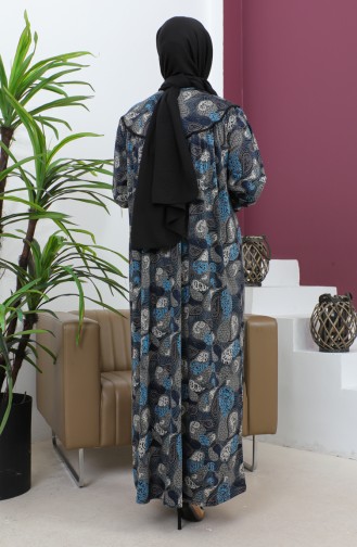 Robe Coton Peigné à Motifs Grande Taille 4470-03 Indigo 4470-03