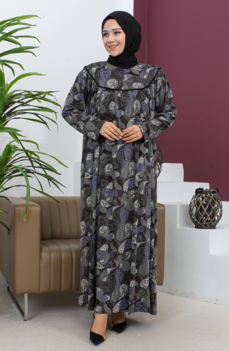 Robe Coton Peigné à Motifs Grande Taille 4470-04 Marron 4470-04