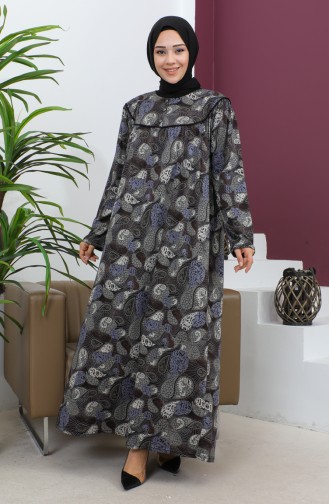 Robe Coton Peigné à Motifs Grande Taille 4470-04 Marron 4470-04