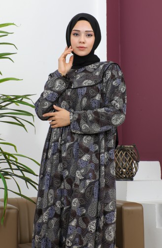 Robe Coton Peigné à Motifs Grande Taille 4470-04 Marron 4470-04