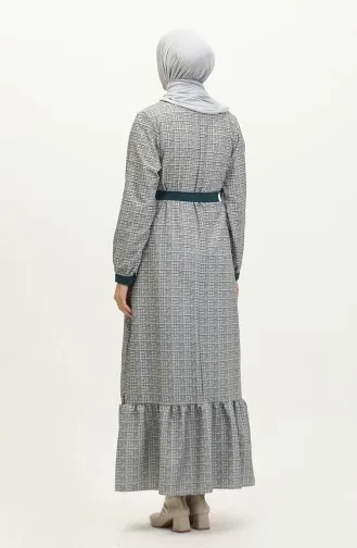 Robe A Carreaux Ourlet Fronce 0288-D-02 Gris Pétrole 0288-D-02