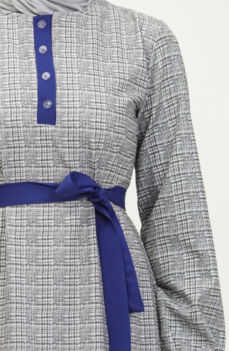 Robe A Carreaux Avec Ourlet Fronce 0288-D-03 Gris Saks 0288-D-03