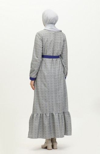 Robe A Carreaux Avec Ourlet Fronce 0288-D-03 Gris Saks 0288-D-03