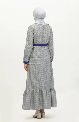 Robe A Carreaux Avec Ourlet Fronce 0288-D-03 Gris Saks 0288-D-03