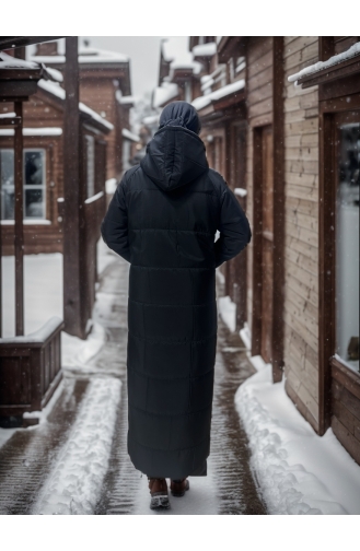 Vivezza Hooded Zippered Quilted Coat 8515-01 Black 8515-01
