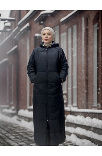 Vivezza Hooded Zippered Quilted Coat 8515-01 Black 8515-01