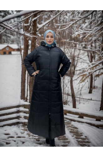 Vivezza Hooded Zippered Quilted Coat 8515-01 Black 8515-01