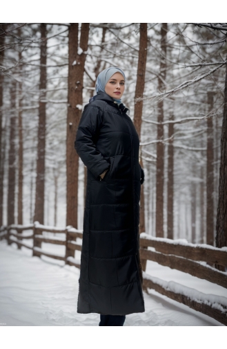 Vivezza Hooded Zippered Quilted Coat 8515-01 Black 8515-01