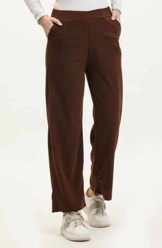 Pantalon Large Velours 77602-01 Marron 77602-01