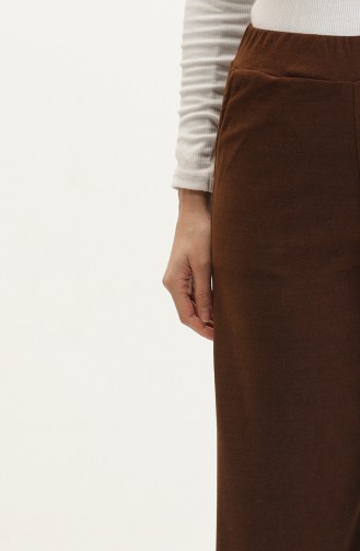 Velvet Wide Leg Trousers 77602-01 Brown 77602-01