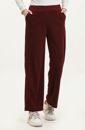 Velvet wide Leg Trousers 77602-03 Claret Red 77602-03