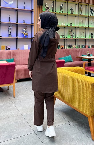 Trainingspak Met Twee Draden En Verzamelde Taille 03070-03 Bruin 03070-03