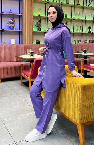 Trainingspak Met Twee Draden En Verzamelde Taille 03070-08 Donkerlila 03070-08