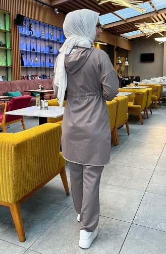 Zweifädiger Trainingsanzug Mit Geraffter Taille 03070-11 Nerz 03070-11