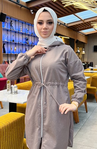 Zweifädiger Trainingsanzug Mit Geraffter Taille 03070-11 Nerz 03070-11