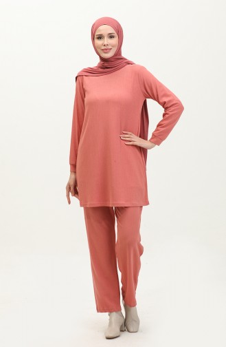 Bürümcük Ensemble Deux Pièces Tunique Pantalon En Tissu 20011-01 Rose Poudré 20011-01