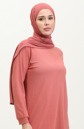 Bürümcük Ensemble Deux Pièces Tunique Pantalon En Tissu 20011-01 Rose Poudré 20011-01