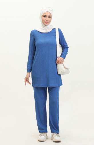 Bürümcük Kumaş Tunik Pantolon İkili Takım 20011-02 Saks