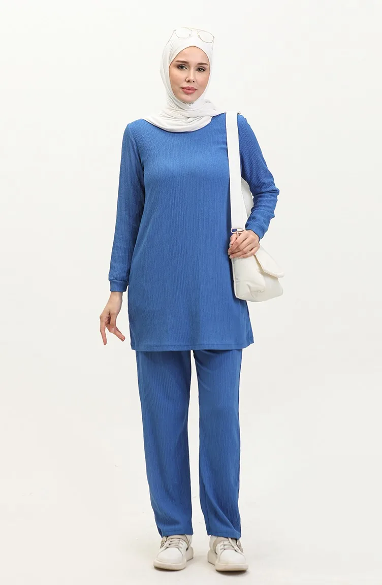 Ensemble Double Pantalon Tunique Tissu Bürümcük 20011-02 Saks 20011-02