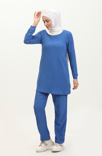 Bürümcük Kumaş Tunik Pantolon İkili Takım 20011-02 Saks