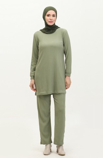 Bürümcük Ensemble Deux Pièces Tunique Pantalon En Tissu 20011-03 Vert 20011-03