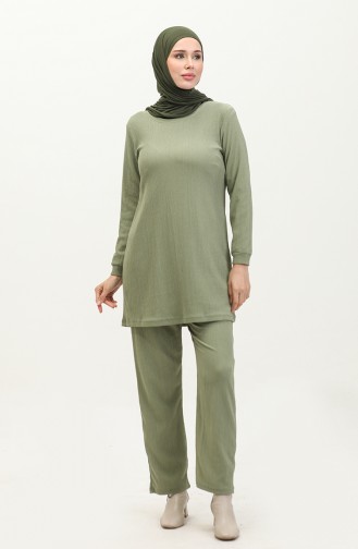 Bürümcük Ensemble Deux Pièces Tunique Pantalon En Tissu 20011-03 Vert 20011-03