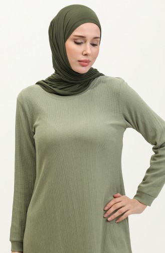 Bürümcük Kumaş Tunik Pantolon İkili Takım 20011-03 Çağla Yeşili