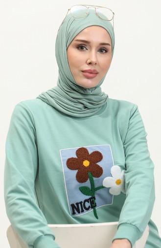 Daisy Embroidered Tunic 9116-01 Green 9116-01