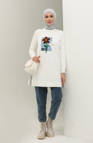 Daisy Embroidered Tunic 9116-03 Ecru 9116-03