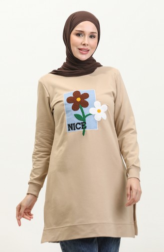 Daisy Embroidered Tunic 9116-06 Beige 9116-06