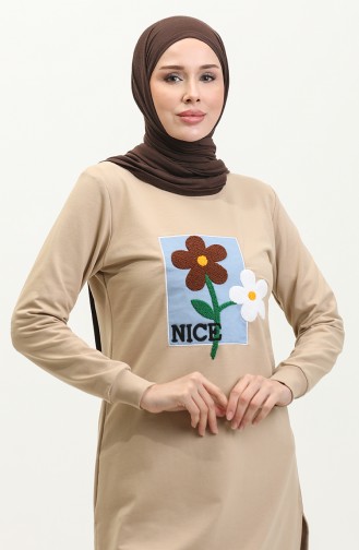 Tuniek Met Madeliefjesgeborduurd 9116-06 Beige 9116-06