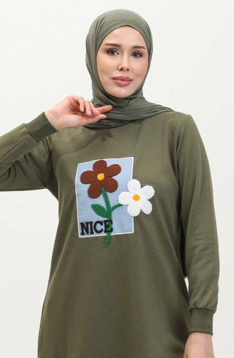 Tunika Mit Gänseblümchen-Stickerei 9116-07 Khaki 9116-07