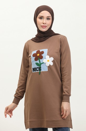 Daisy Embroidered Tunic 9116-09 Brown 9116-09