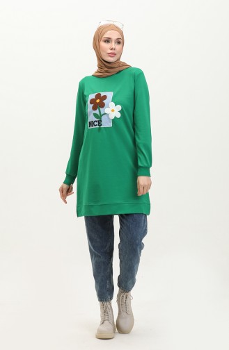 Daisy Embroidered Tunic 9116-10 Green 9116-10