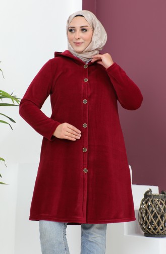 Hooded Plus Size Jacket 6015-03 Claret Red 6015-03